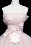 solvbao Lovely Pink Tull Applique Ball Gown Formal Dress, Pink Sweet 16 Dress