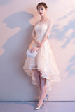 solvbao Champagne Tulle High Low Prom Dress, A-Line Party Homecoming Dress