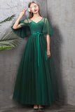 solvbao Green Tulle Long Prom Dresses, A-Line Evening Dresses