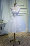 solvbao White Lace Short Prom Dress, White Mini Evening Party Dress