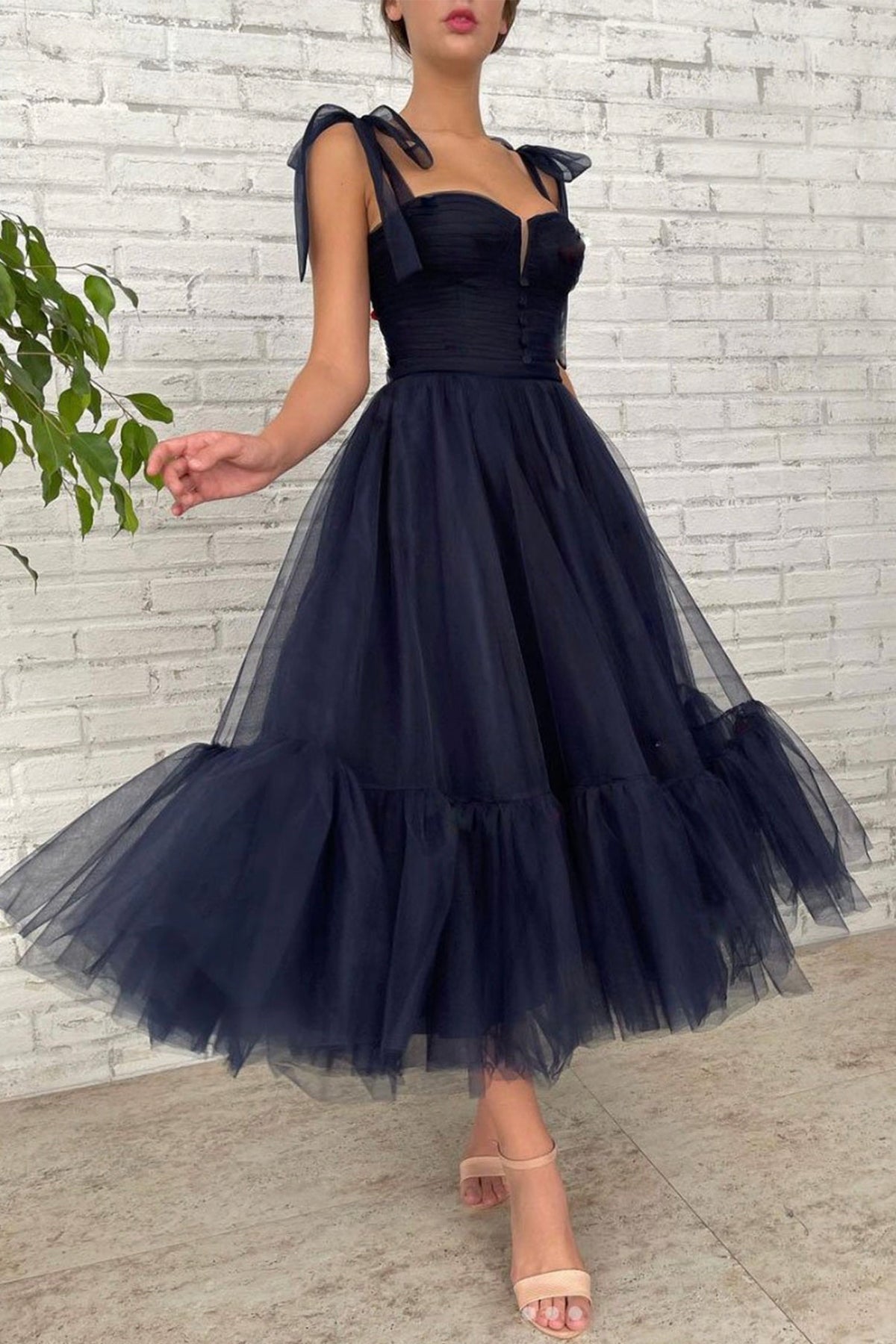 solvbao Blue Tulle Short Prom Dresses, Cute A-Line Homecoming Party Dresses