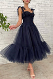 solvbao Blue Tulle Short Prom Dresses, Cute A-Line Homecoming Party Dresses