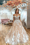 solvbao A-Line Lace Long Prom Dresses, Off the Shoulder Evening Dresses