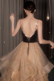 solvbao Stylish Velvet Tulle Long Prom Dress, A-Line Evening Dress