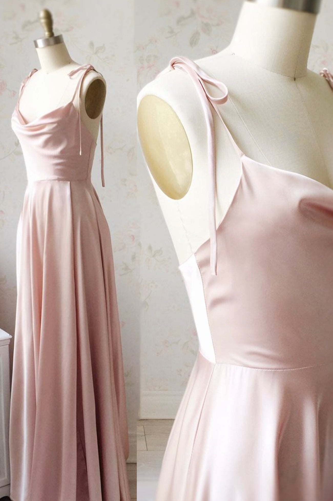 solvbao Simple Satin Long Prom Dresses, A-Line Evening Party Dresses