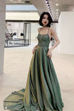 solvbao Green A-Line Backless Long Prom Dresses, Evening Dresses