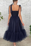 solvbao Blue Tulle Short Prom Dresses, Cute A-Line Homecoming Party Dresses