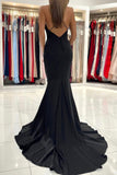 solvbao Black V-Neck Long Mermaid Prom Dress, Black Backless Evening Dress