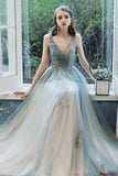 solvbao Cute Tulle Lace Long Prom Dress, A-Line Evening Dress