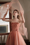 solvbao Cute Tulle Long Prom Dress, A-Line Tulle Evening Party Dress