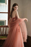 solvbao Cute Tulle Long Prom Dress, A-Line Tulle Evening Party Dress