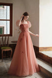 solvbao Cute Tulle Long Prom Dress, A-Line Tulle Evening Party Dress