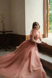 solvbao Cute Tulle Long Prom Dress, A-Line Tulle Evening Party Dress