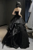 solvbao Black Tulle Long A-Line Prom Dress, Black Evening Party Dress