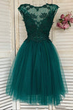 solvbao Green Lace Short Prom Dress, A-Line Homecoming Dress