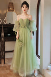 solvbao Lovely Green Tulle Long Party Dress, A-Line Evening Party Dress