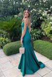 solvbao Mermaid Satin Long Prom Dresses, Mermaid Backless Party Dresses