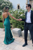 solvbao Mermaid Satin Long Prom Dresses, Mermaid Backless Party Dresses