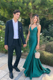 solvbao Mermaid Satin Long Prom Dresses, Mermaid Backless Party Dresses