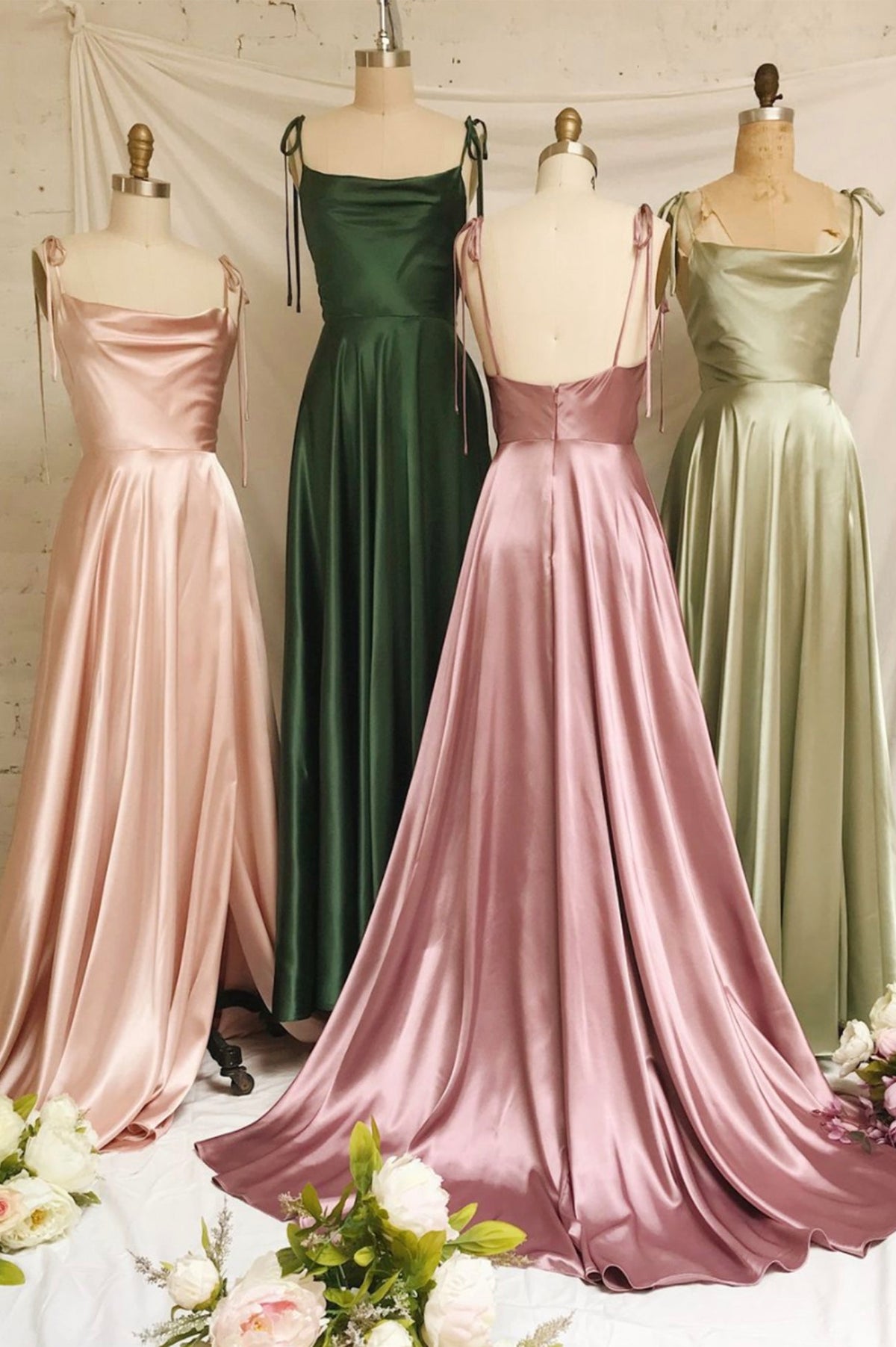 solvbao Simple Satin Long Prom Dresses, A-Line Evening Party Dresses