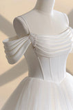 solvbao Ivory Tulle Off the Shoulder Formal Gown, Elegant A-Line Wedding Dress