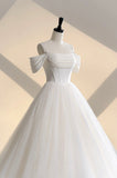 solvbao Ivory Tulle Off the Shoulder Formal Gown, Elegant A-Line Wedding Dress