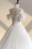 solvbao Ivory Tulle Off the Shoulder Formal Gown, Elegant A-Line Wedding Dress