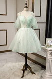 solvbao Mint Green Tulle Short Prom Dress, Cute A-Line Party Homecoming Dress