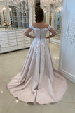 solvbao A-Line Tulle Lace Long Prom Dresses, Off the Shoulder Evening Dresses