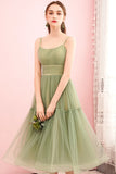 solvbao Green Tulle Short Prom Dresses, Cute A-Line Homecoming Dresses