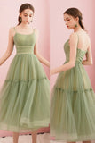 solvbao Green Tulle Short Prom Dresses, Cute A-Line Homecoming Dresses