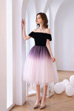 solvbao Lovely Ombre Tulle Short Prom Dress, A-Line Off the Shoulder Party Dress