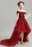 solvbao Burgundy Lace Flower Girl Dress Party Girl Dress