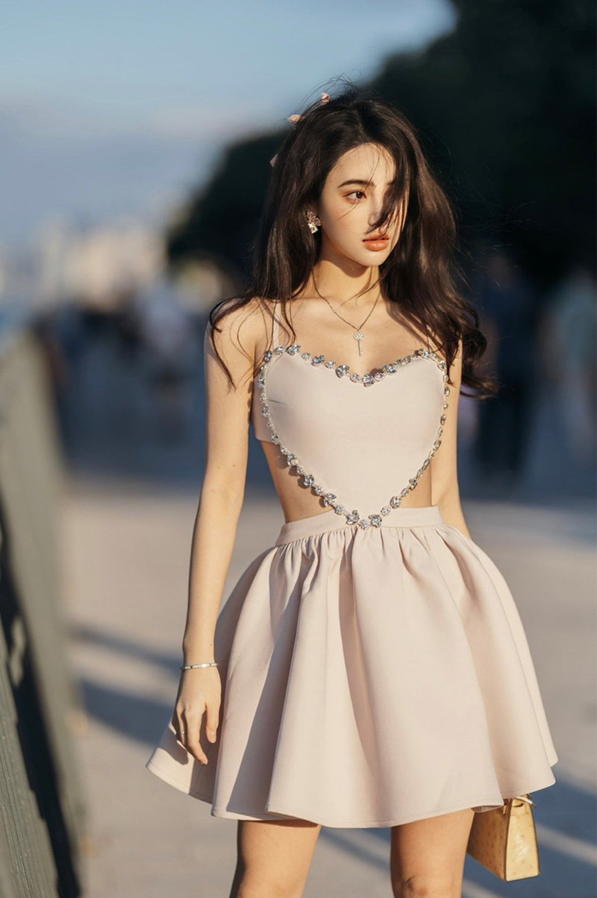 solvbao Lovely Heart-Shaped Diamond Backless Prom Dresses, Party Dresses