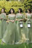 solvbao Green Tulle Long Prom Dresses, A-Line Evening Dresses