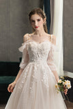 solvbao White Tulle Lace Long Prom Dresses, A-Line Evening Dresses