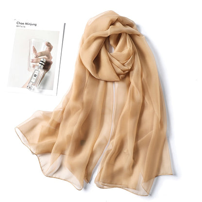 Christmas Gift  spring summer women silk scarf fashion solid long size beach stoles female foulard shawls neck wrap pure hijabs scarves