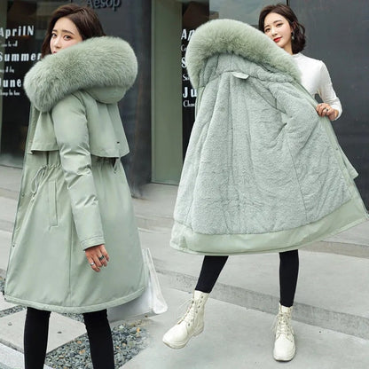 Christmas Gift  New Winter Jacket Women Parkas Warm Casual Parka Clothes Long Jackets Hooded Parka Female Fur Lining Thick Mujer Coat