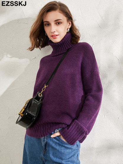 Christmas Gift autumn Winter casual cashmere oversize thick Sweater pullovers Women  loose Turtleneck women's sweaters jumper