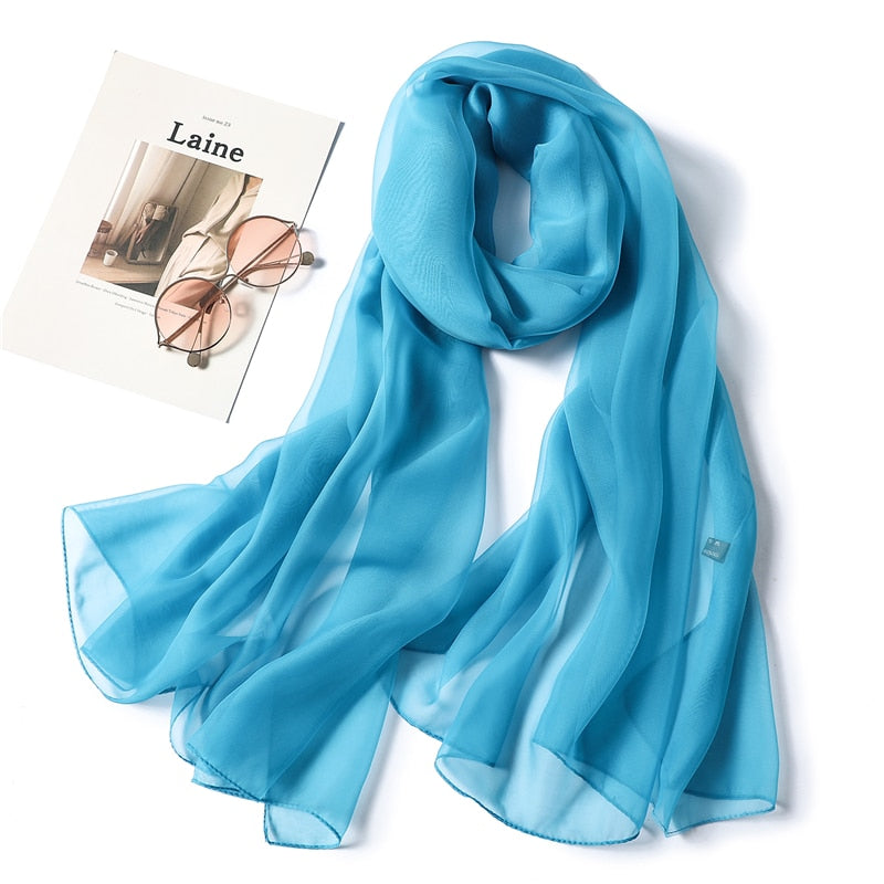 Christmas Gift  spring summer women silk scarf fashion solid long size beach stoles female foulard shawls neck wrap pure hijabs scarves