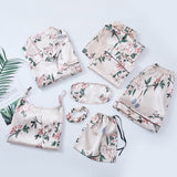 solvbao Pajamas Set Women Summer Sexy Flower Pyjamas Sexy Female Long Sleeve Shirt Pants Handwork Stitch Lingerie Striped Mom Sleepwear