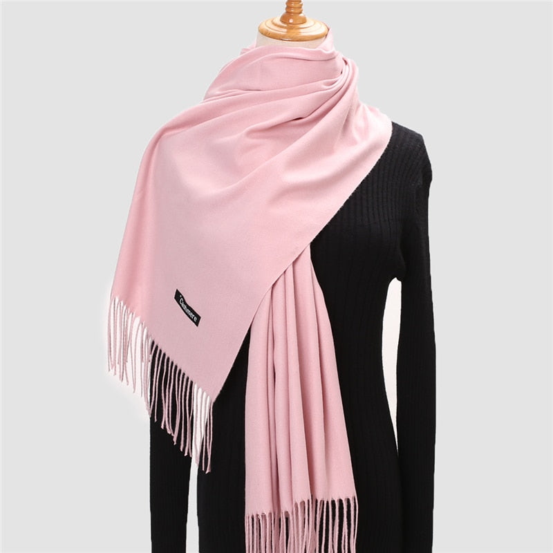 Christmas Gift  Winter Scarf For Women Long Warm Cashmere Scarves Hijab Solid Lady Shawl Wrap Female Pashmina Bandana Head Scarfs Echarpe