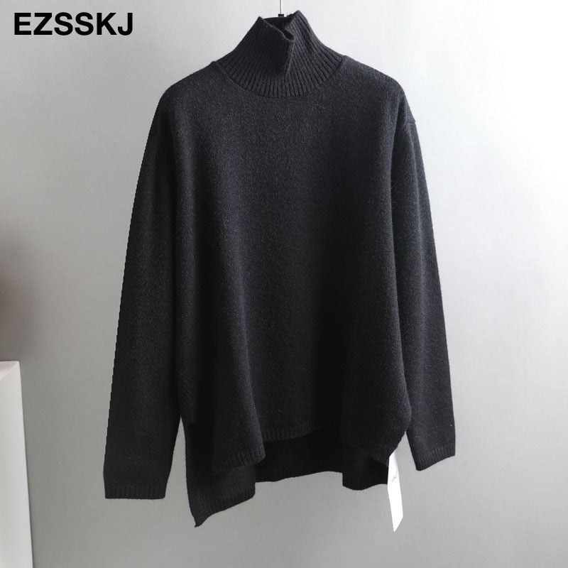 Christmas Gift Autumn Winter O-NECK oversize thick Sweater pullovers Women  loose cashmere  turtleneck Sweater Pullover female Long Sleeve