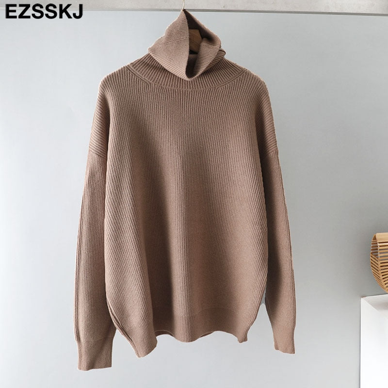 Christmas Gift  Women's Sweater Autumn Winter Warm Turtlenecks Casual Loose Oversized  wool sweaters  Pullover  Femme top