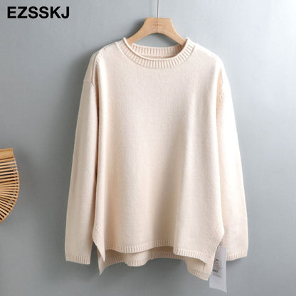 Christmas Gift Autumn Winter O-NECK oversize thick Sweater pullovers Women  loose cashmere  turtleneck Sweater Pullover female Long Sleeve