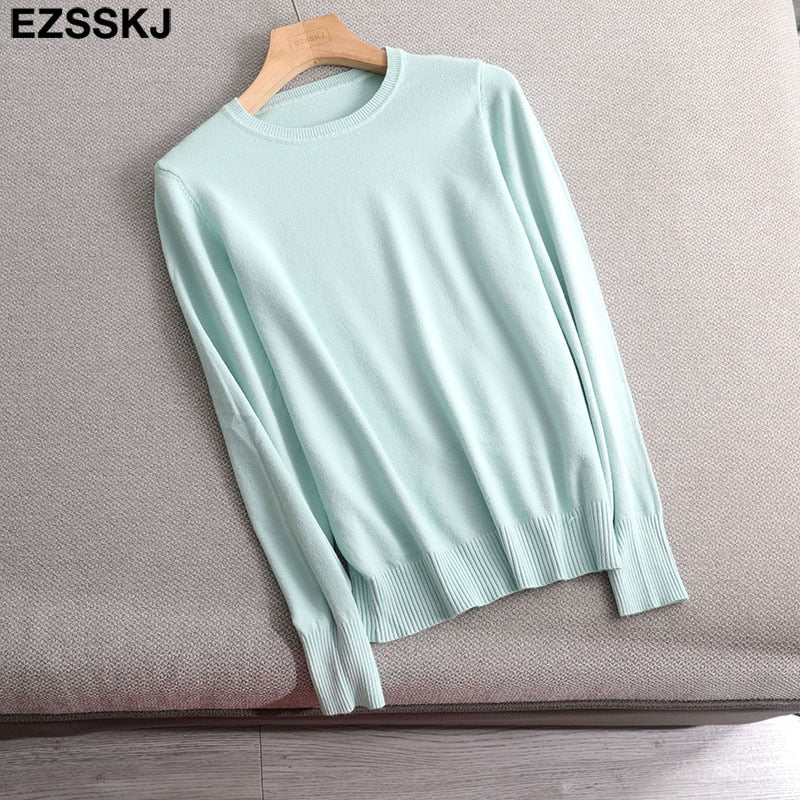 Christmas Gift Autumn Winter O-NECK BASIC  Sweater pullovers Women  Female  loose BOTTOM Sweater Pullover female