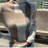 Back to college outfits Christmas Gift New Cashmere Sweater Women's High-Neck Color Matching 100% Pure Wool Pullover Fashion Plus Size Warm Knitted Bottoming Shir-A fx0615