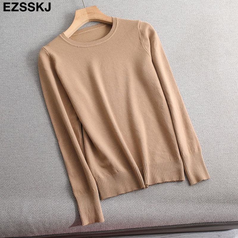 Christmas Gift Autumn Winter O-NECK BASIC  Sweater pullovers Women  Female  loose BOTTOM Sweater Pullover female