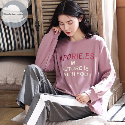 Spring Autumn Women's Sleep Lounge Pajama Long Sleeved Woman Pajama Set Cartoon Pyjamas Cotton Sleepwear M L XL XXL XXXL Fashion