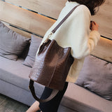 Back To College  Vintage Leather Stone Pattern Crossbody Bags For Women New Shoulder Bag Fashion Handbags And Purses Bucket Bags